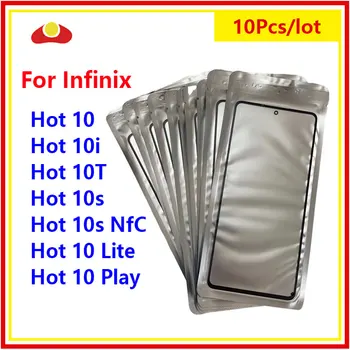 10db\Sok Infinix Forró 10 Pro 10 Játék 10-es Lite NFC-10i 10T LCD Első Üveg, Érintőképernyős Panel Objektív OCA Ragasztó Csere