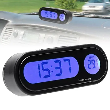 1db Fekete-LCD-Digitális Autó Belső Elektronikus LED Óra Hőmérő A Háttérvilágítás Tartozékok Járművek