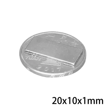 20~500PCS 20x10x1 mm-es Négyzet nagyon Erős Neodímium Mágnes Blokk Állandó Mágnesek 20x10x1mm Erős Mágnesek Mágneses 20*10*1