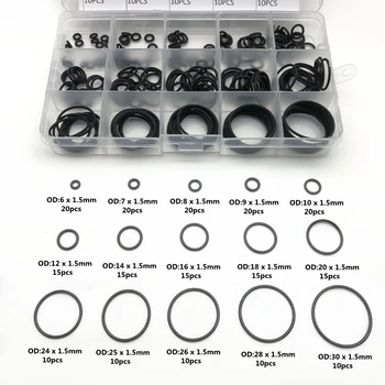 225pcs/Doboz Gumi O-Gyűrű Vastagsága 1,5 mm Választék Fekete O-Gyűrű Tömítés Készlet Gépjármű Javítás, Vízvezeték, valamint Csaptelep Levegő Tömítés Tömítések
