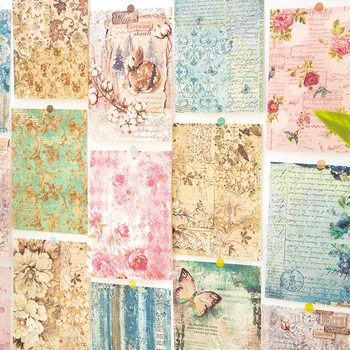 30sheets Vintage Virágok Scrapbooking Mintás Papírokat DIY fotóalbum Kollázs Szemét Journal Kreatív Dekorációs Anyagok, Papír, Új