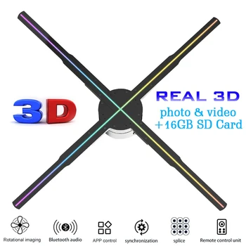 3D 56cm szabad Szemmel HD Rajongó Holografikus Kivetítő 678 LED Távoli Kereskedelmi Reklám Kijelző Támogatása Kép, Videó Gif logója WIFI