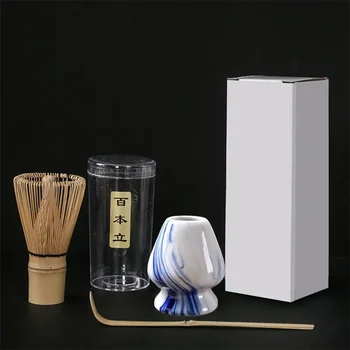 3pcs/set Tea Ecset Matcha Keverés Ecset, Állvány Japán Rendelési Eszközök 3pcs Teás Kanál Teát Kefe tartó