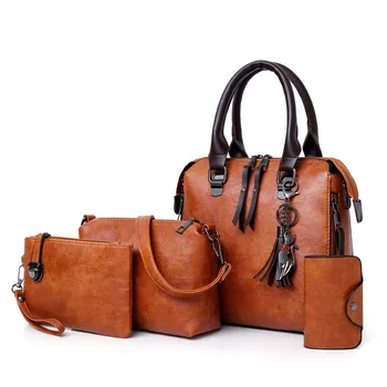 4db/készlet viasz, olaj, bőr válltáskák női 2024 táska pénztárca tervező táskák Bojt magas minőségű nő táska sac fő