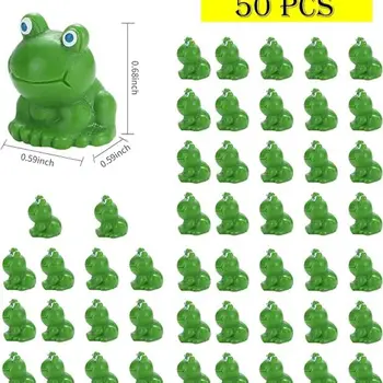 50 Db Mini Béka Kert Dekoráció Zöld Béka Figurák Miniatűr Otthon Dekor Apró Műanyag Békák Tündér Kert, Dekoráció