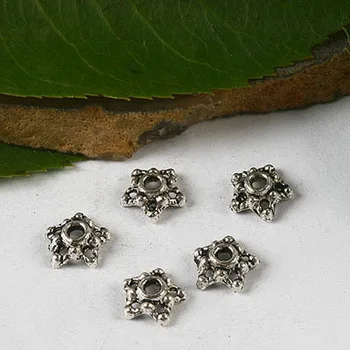50pcs 6mm Tibeti Ezüst Virág Design Gyöngyök Caps H2998 Gyöngy Ékszerek Készítése