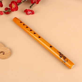 A Kínai Hagyományos 6 Lyuk Bambusz Furulya Hangszer Függőleges Fuvola Klarinét Tanuló Hangszer Fa Szín Kezdő