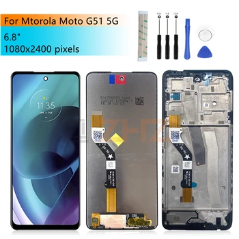A Motorola Moto G51 5g LCD Kijelző érintőképernyő Digitalizáló Közgyűlés A Keret Moto G51 5g Kijelző Csere, Javítás, Alkatrészek