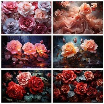 AI Festmény Rózsa a Virágok, Születésnap Hátterekkel, Fotózás, Esküvő Menyasszony Portré Fotós Kellék Fél Háttér Fotó Stúdió