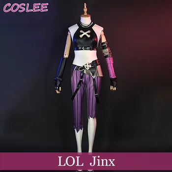 COSLEE [XS-XXL] LOL Jinx Egységes Cosplay Jelmez Halloween Farsang Ruhát A Női ÚJ