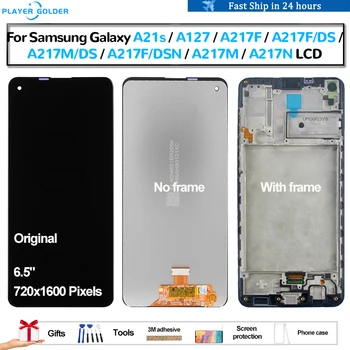 Eredeti Samsung Galaxy A21S A217 A217F A217F/DS A217M/DS Pantalla lcd Kijelző érintőképernyő Képernyő Digitalizáló Közgyűlés Javítás