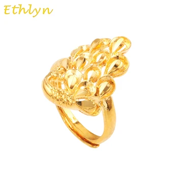 Ethlyn Egyedi romantikus páva gyűrű nők Eljegyzési, esküvői gyűrű, Arany Színű női gyűrű állítható R37