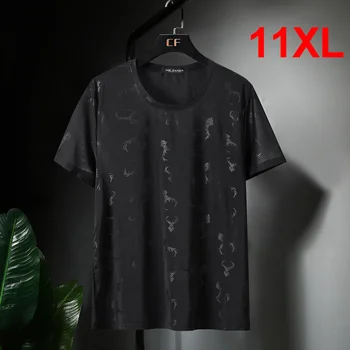 Fekete póló Férfi 2024-Es Nyári Rövid Ujjú Tshirt Király Nagy Méretű Póló Streetwear Divat Póló Maximum Plusz 11XL HA103