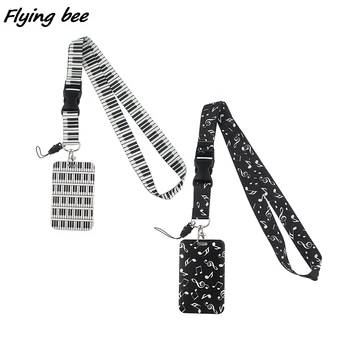Flyingbee X1386 Fekete-Fehér Billentyűk Megjegyzés Zsinór Hitelkártya ID Jogosultja Táska Diák Utazási Bank Busz Üzleti Kártya Fedele Jelvény