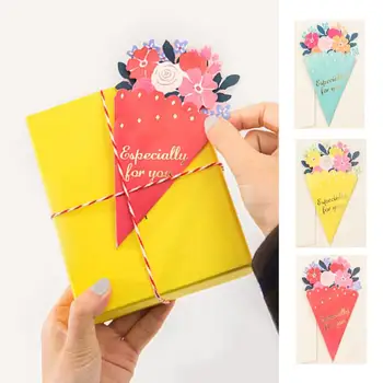 Gyönyörű Papír Csokor Virág Formájú, Üdvözlő Kártya, Kézzel készített Ajándék Kártya Születésnap Esküvő Party Szívességet Ajándékok SN1432