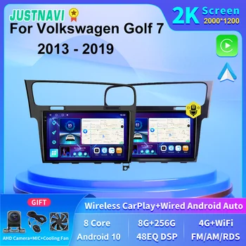 JUSTNAVI 2K Képernyő Autó Multimédia Rádió GPS Navigációs Autoradio A VW Volkswagen Golf 7 2013 2014 2015 2016 2017 2018 2019 SWC