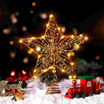 Karácsonyfa Tetején Csillagos Dekor Fény Ház Dekoráció az Otthoni Kiegészítők Üreges