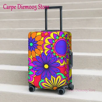 Klassz Flower Power Bőrönd Fedelét Retro Hippi Minta Nyaralás, Üzleti, Gyakorlati Poggyász Kellékek Protector