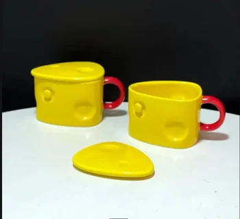 Kreatív Sajt Bögre Nagy Kapacitású Aranyos Kerámia Víz Csésze Fedő Home Office Pár Kávés Csésze Víz Reggeli Tej Csésze Ajándék