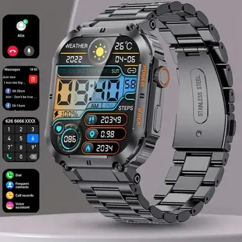LIGE Szabadtéri Sportok Fitness Smartwatch A Férfiak 1.96 Hüvelykes Képernyő Bluetooth Hívja Vízálló Órák Vér Oxigén Reloj Hombre