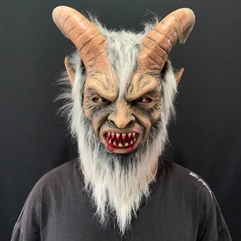 Lucifer Cosplay latex Maszk Halloween Jelmez Félelmetes démon, ördög film cosplay Szörnyű Horn maszk Felnőtt Parti kellékek