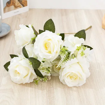 Mesterséges Selyem Akác Rózsa, Hortenzia Csokor, Esküvői Fotózás Virágok Otthon Kert Asztali Virágkötészet Dekoráció