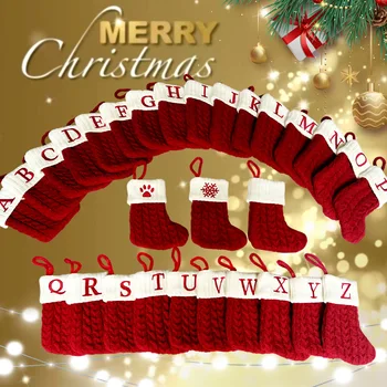 Piros Karácsonyi Zokni Kötés A-Z Abc Karácsonyi Medál Zokni 2023 Navidad Haza Party Dekoráció Noel Ajándékok Supplies2024