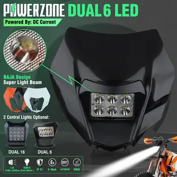 PowerZone Motorkerékpár Fényszóró Fényszóró Dirt Bike Fej Fény Supermoto Spoiler A KTM EXC SXF MX Dirt Bike Enduro Fényszóró