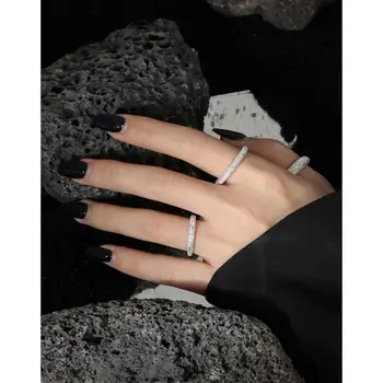 S925 Ezüst Gyűrű Flash Világos, Egyszerű, Nyitott Gyűrű Esküvői Ékszer Kiegészítők Nők Lány Ajándékok Luxus Vintage Ezüst Színű Gyűrű