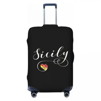 Szicília Zászló Szív Csomagtér Fedél Rugalmas Olaszország Büszkeség Utazás Bőrönd Védőburkolatok Illik 18-32 Inch