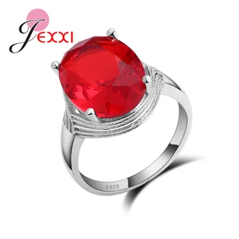 Örökké Szeretni Klasszikus Piros CZ Cirkónia Kő jegygyűrű, Gyűrű 925 Sterling Ezüst Kerek Eljegyzési Ékszert Kristály Bague