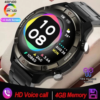 Új 4G RAM 454*454 HD Képernyő Férfiak Intelligens Karóra Mindig A Kijelző az Időt Bluetooth Hívás Helyi Zenei Smartwatch Android ios Óra