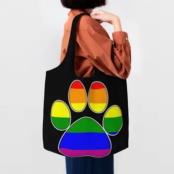 Újrafelhasználható LMBT Meleg Büszkeség Mancs Bevásárló Táska, Női Vászon Váll Táska Hordozható Bevásárló Bevásárló Táskák Fotózás Táskák Ajándékok